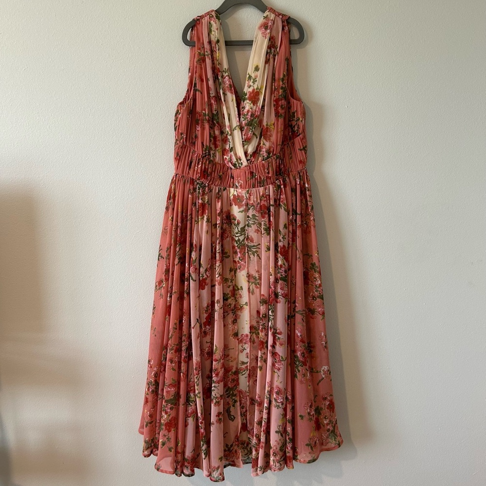 ASOS Pink Floral Sleeveless Midi Dress (US 6, UK 10)